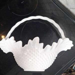 Elegant White Hobnail Glass Basket